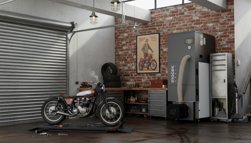 Warsztat motoryzacyjny z kotłem na pellet i podajnikiem automatycznym MOCEK