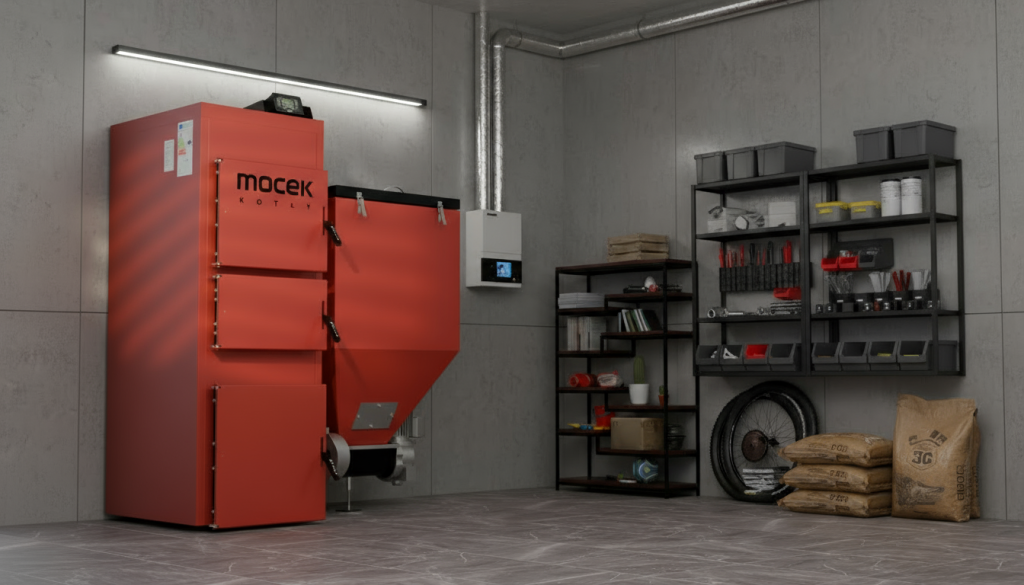 Kotłownia z piecem na ekogroszek MOCEKO PRO węgiel